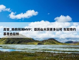 高管_助教预测MVP：亚历山大获更多认可 东契奇约基奇也在榜