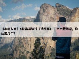 《小巷人家》4位演员演过《清平乐》，个个藏得深，你认出几个？