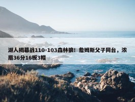 湖人揭幕战110-103森林狼！詹姆斯父子同台，浓眉36分16板3帽