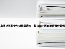 上赛季英超参与进球数最多，帕尔默：还有范特西分数呢