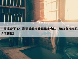 三国谋定天下：御蜀盾收拾魏蜀吴主力队，紫将郭淮堪称华佗在世！