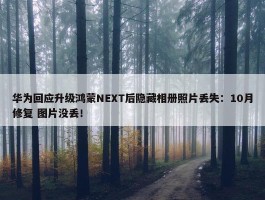 华为回应升级鸿蒙NEXT后隐藏相册照片丢失：10月修复 图片没丢！