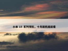 小米 15 系列领衔，十月新机提前看