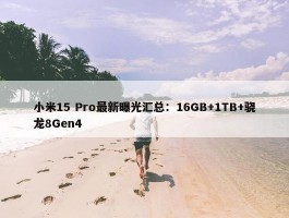 小米15 Pro最新曝光汇总：16GB+1TB+骁龙8Gen4