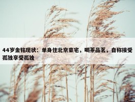 44岁金铭现状：单身住北京豪宅，喝茶品茗，自称接受孤独享受孤独