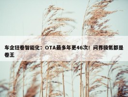 车企狂卷智能化：OTA最多年更46次！问界极氪都是卷王