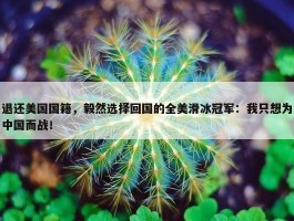 退还美国国籍，毅然选择回国的全美滑冰冠军：我只想为中国而战！