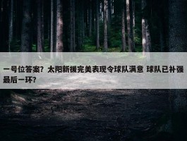 一号位答案？太阳新援完美表现令球队满意 球队已补强最后一环？