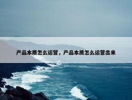 产品本质怎么运营，产品本质怎么运营出来