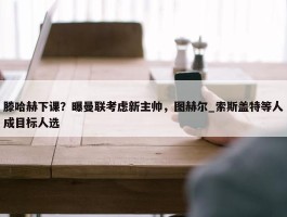 滕哈赫下课？曝曼联考虑新主帅，图赫尔_索斯盖特等人成目标人选