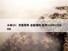 小米15：月度发布 全能堆料 起步12GB+256GB