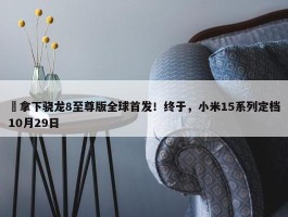 ​拿下骁龙8至尊版全球首发！终于，小米15系列定档10月29日