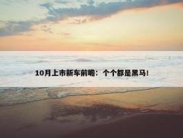 10月上市新车前瞻：个个都是黑马！