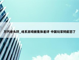 万代老头环_魂系游戏被集体差评 中国玩家彻底怒了