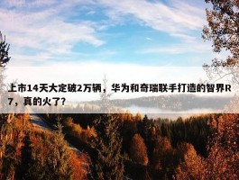 上市14天大定破2万辆，华为和奇瑞联手打造的智界R7，真的火了？