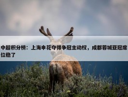 中超积分榜：上海申花夺得争冠主动权，成都蓉城亚冠席位稳了