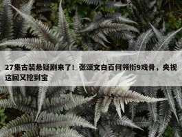 27集古装悬疑剧来了！张颂文白百何领衔9戏骨，央视这回又挖到宝