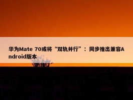 华为Mate 70或将“双轨并行”：同步推出兼容Android版本