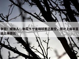 争冠！媒体人：申花下个主场球票已售空，预计上座率直逼上海德比