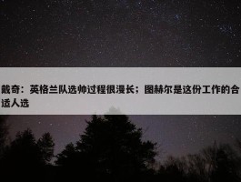 戴奇：英格兰队选帅过程很漫长；图赫尔是这份工作的合适人选