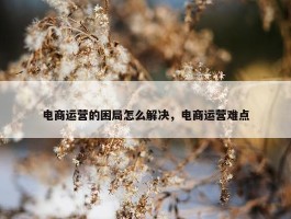 电商运营的困局怎么解决，电商运营难点