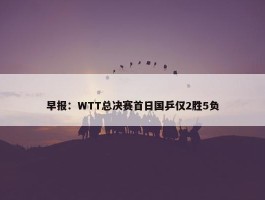 早报：WTT总决赛首日国乒仅2胜5负