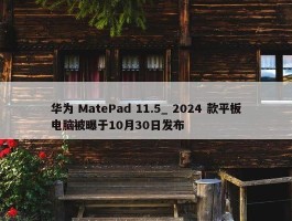 华为 MatePad 11.5_ 2024 款平板电脑被曝于10月30日发布