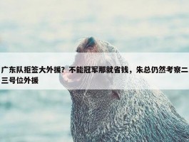 广东队拒签大外援？不能冠军那就省钱，朱总仍然考察二三号位外援