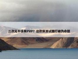 二次元不该有PVP？这款新游试图打破伪命题