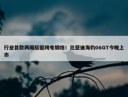 行业首款两厢后驱纯电钢炮！比亚迪海豹06GT今晚上市