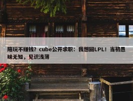 陪玩不赚钱？cube公开求职：我想回LPL！当初愚昧无知，见识浅薄