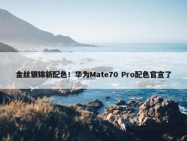 金丝银锦新配色！华为Mate70 Pro配色官宣了