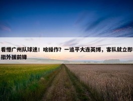 看懵广州队球迷！啥操作？一追平大连英博，客队就立即撤外援前锋