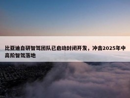 比亚迪自研智驾团队已启动封闭开发，冲击2025年中高阶智驾落地