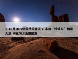 1-10月MPV销量榜单变天了 丰田“姊妹车”销量大涨 别克GL8没进前五