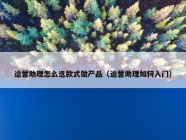 运营助理怎么选款式做产品（运营助理如何入门）