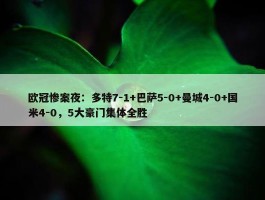 欧冠惨案夜：多特7-1+巴萨5-0+曼城4-0+国米4-0，5大豪门集体全胜