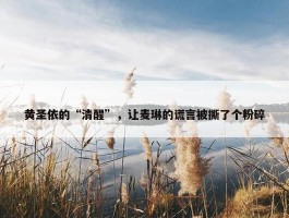 黄圣依的“清醒”，让麦琳的谎言被撕了个粉碎