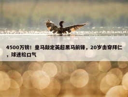 4500万镑！皇马敲定英超黑马前锋，20岁击穿拜仁，球迷松口气