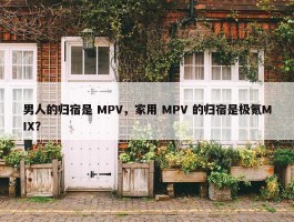 男人的归宿是 MPV，家用 MPV 的归宿是极氪MIX？