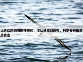 记者谈新鹏城换帅传闻：球队已收到通知，只需等待国庆后官宣