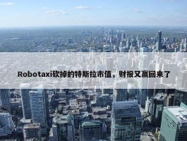 Robotaxi砍掉的特斯拉市值，财报又赢回来了